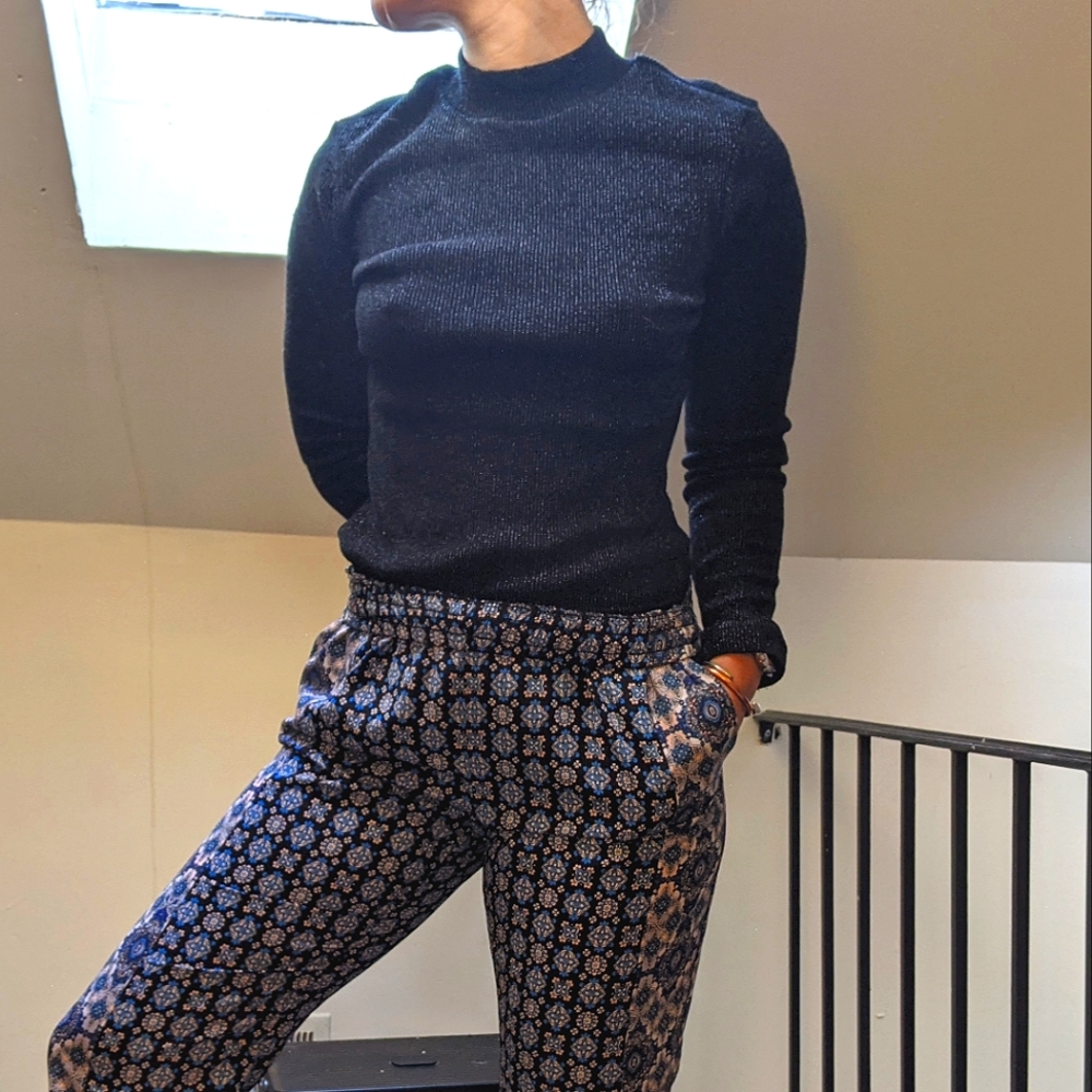 Vintage Black Sparkly Turtleneck